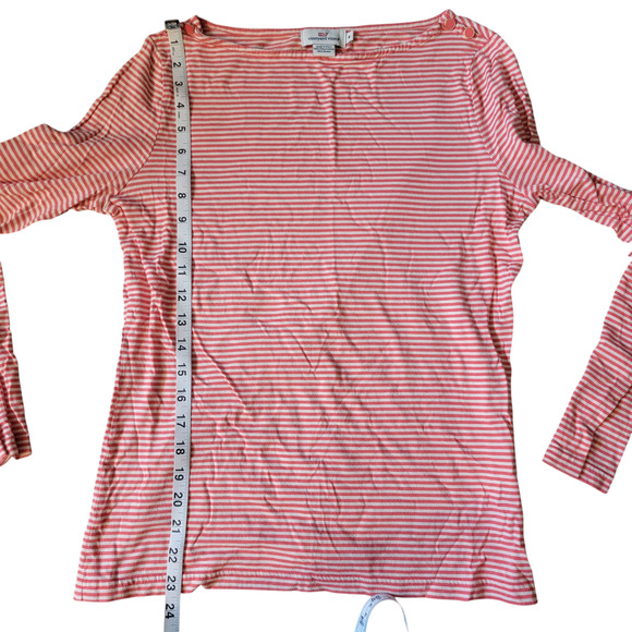 Vineyard Vines Pink and White Striped Long S leeve Top M - Picture 4 of 6